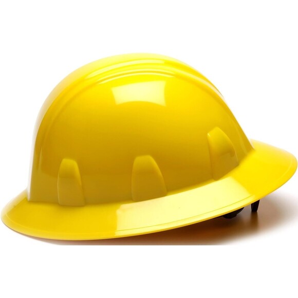 PYRAMEX SAFETY FULL BRIM HARD HAT YELLOW W/ 4 POINT RATCHET SUSPENSION HP24130 - Picture 4 of 4